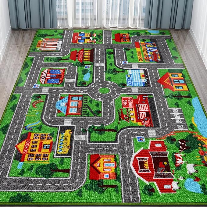 Soft Comfortable Runway Kids Rug Durable Non Slip Material Stylish Fun Playroom Decor